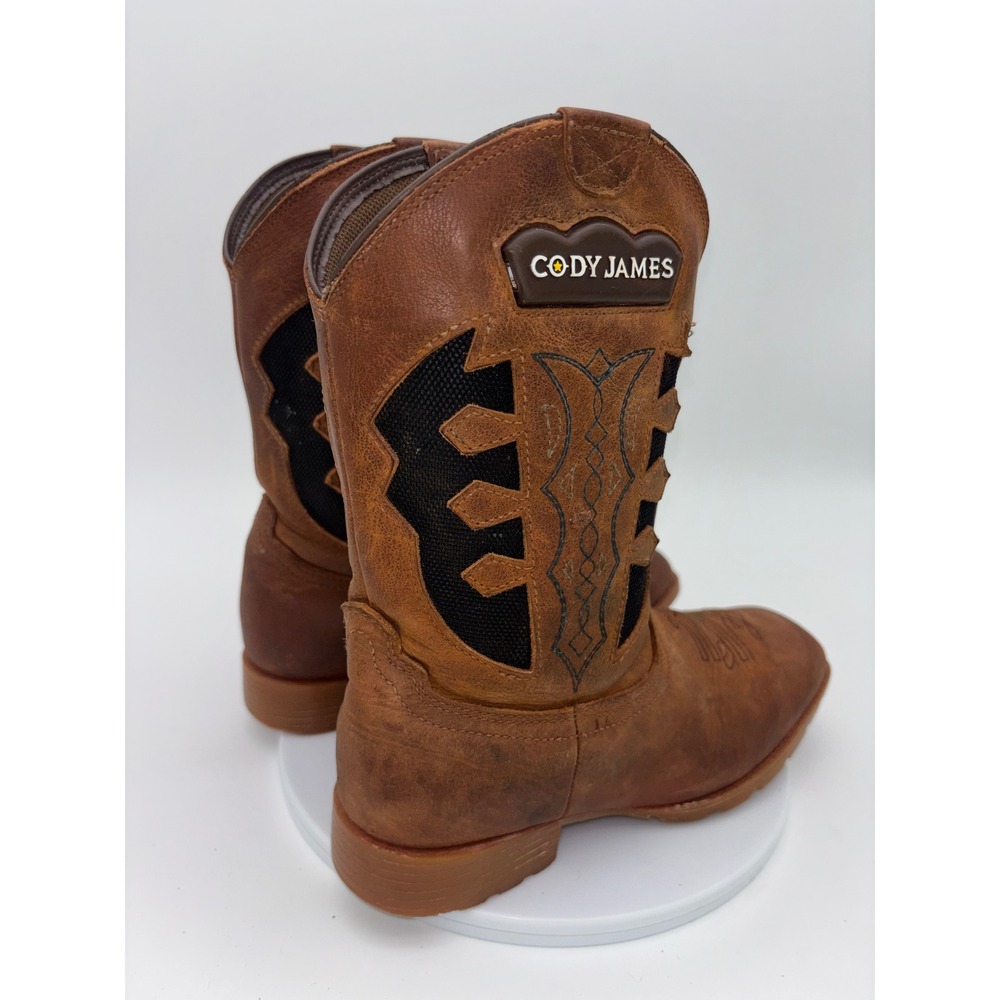 CODY JAMES Cowboy Boot Western Kids Brown Leather Square Toe Boys Little Youth 3 - Picture 5 of 13
